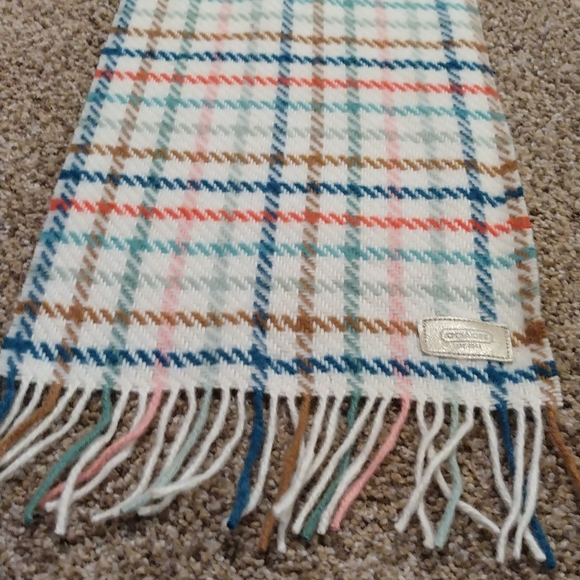 Coach NWT New scarf plaid 80% wool 80% cashmere multicolor winter tattrsl long - Picture 6 of 10